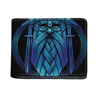 Blue Viking Norse God Odin Print Bifold Wallet