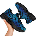 Blue Viking Norse God Odin Print Black Chunky Shoes