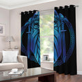 Blue Viking Norse God Odin Print Dimout Grommet Curtains