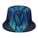 Blue Viking Norse God Odin Print Bucket Hat
