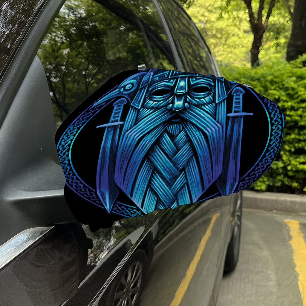 Blue Viking Norse God Odin Print Car Side Mirror Covers