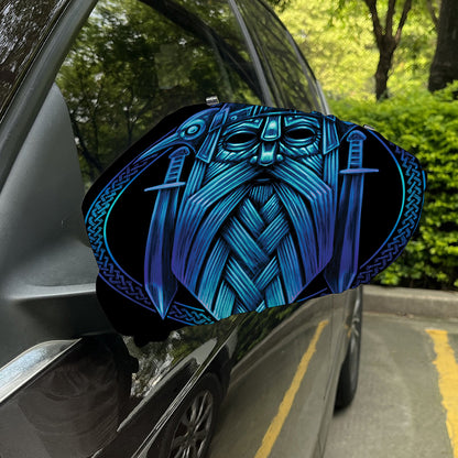 Blue Viking Norse God Odin Print Car Side Mirror Covers