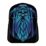 Blue Viking Norse God Odin Print Casual Backpack