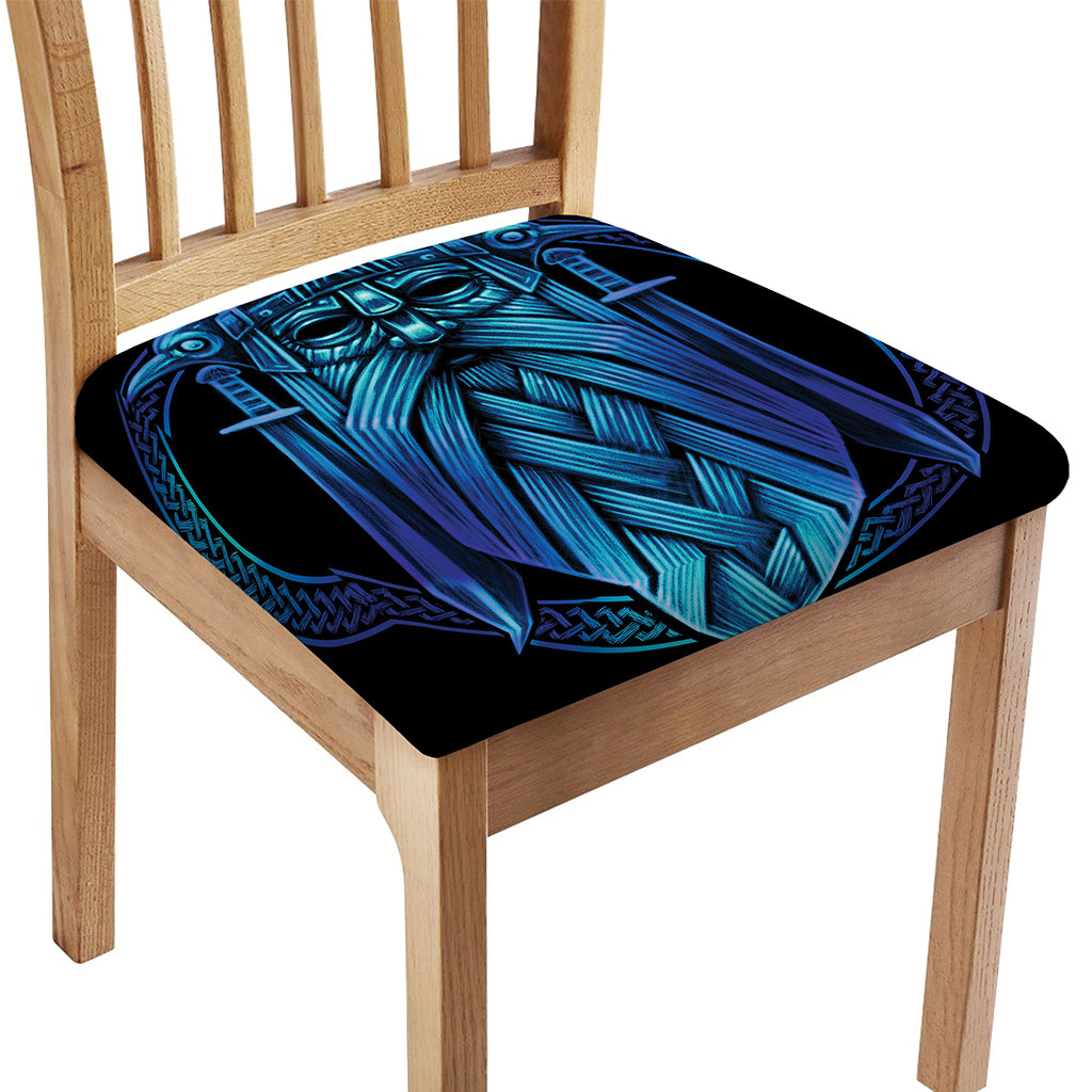 Blue Viking Norse God Odin Print Chair Cushion Cover