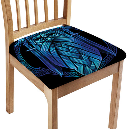 Blue Viking Norse God Odin Print Chair Cushion Cover