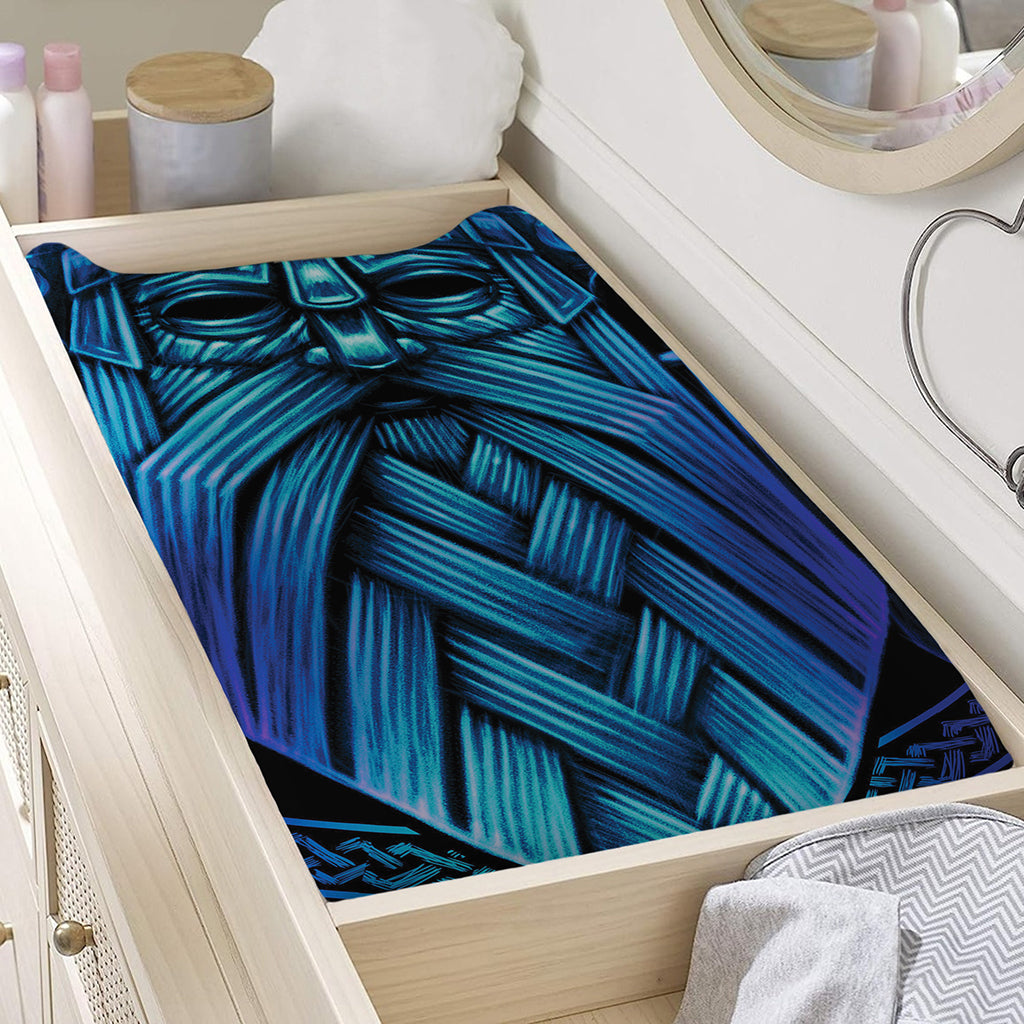 Blue Viking Norse God Odin Print Changing Pad Cover
