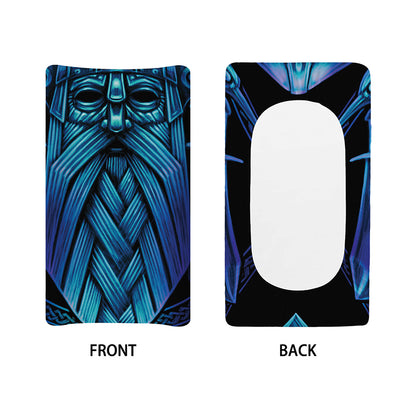Blue Viking Norse God Odin Print Changing Pad Cover