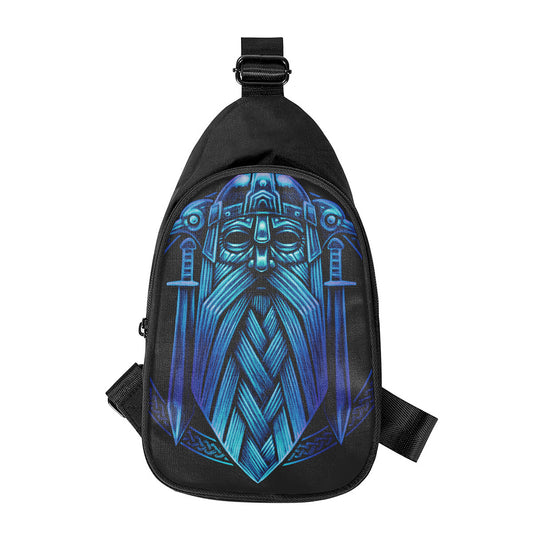 Blue Viking Norse God Odin Print Chest Bag