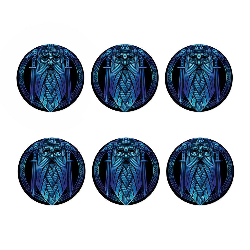 Blue Viking Norse God Odin Print Coaster Set