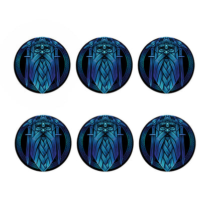 Blue Viking Norse God Odin Print Coaster Set