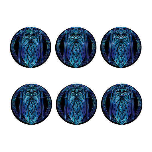 Blue Viking Norse God Odin Print Coaster Set