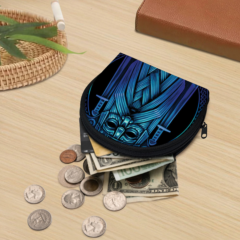 Blue Viking Norse God Odin Print Coin Purse