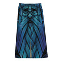 Blue Viking Norse God Odin Print Cotton Front Slit Maxi Skirt