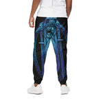 Blue Viking Norse God Odin Print Cotton Pants