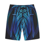 Blue Viking Norse God Odin Print Cotton Shorts