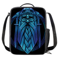 Blue Viking Norse God Odin Print Crossbody Lunch Bag