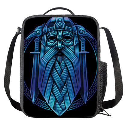 Blue Viking Norse God Odin Print Crossbody Lunch Bag