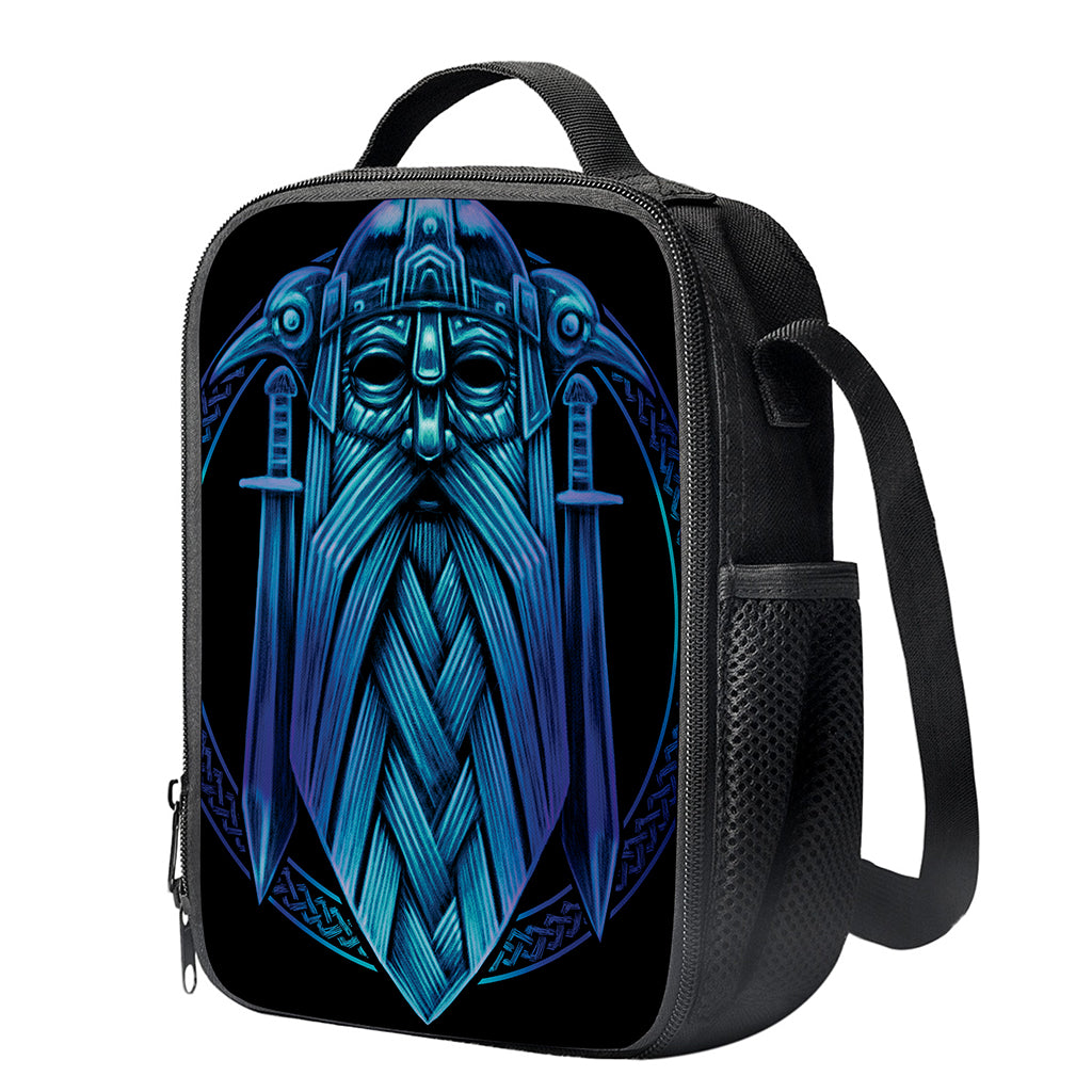 Blue Viking Norse God Odin Print Crossbody Lunch Bag