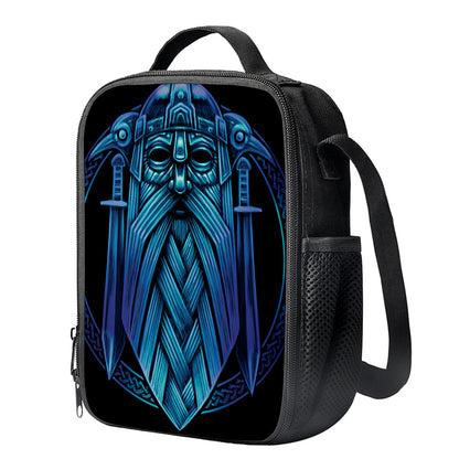 Blue Viking Norse God Odin Print Crossbody Lunch Bag