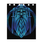 Blue Viking Norse God Odin Print Curtain