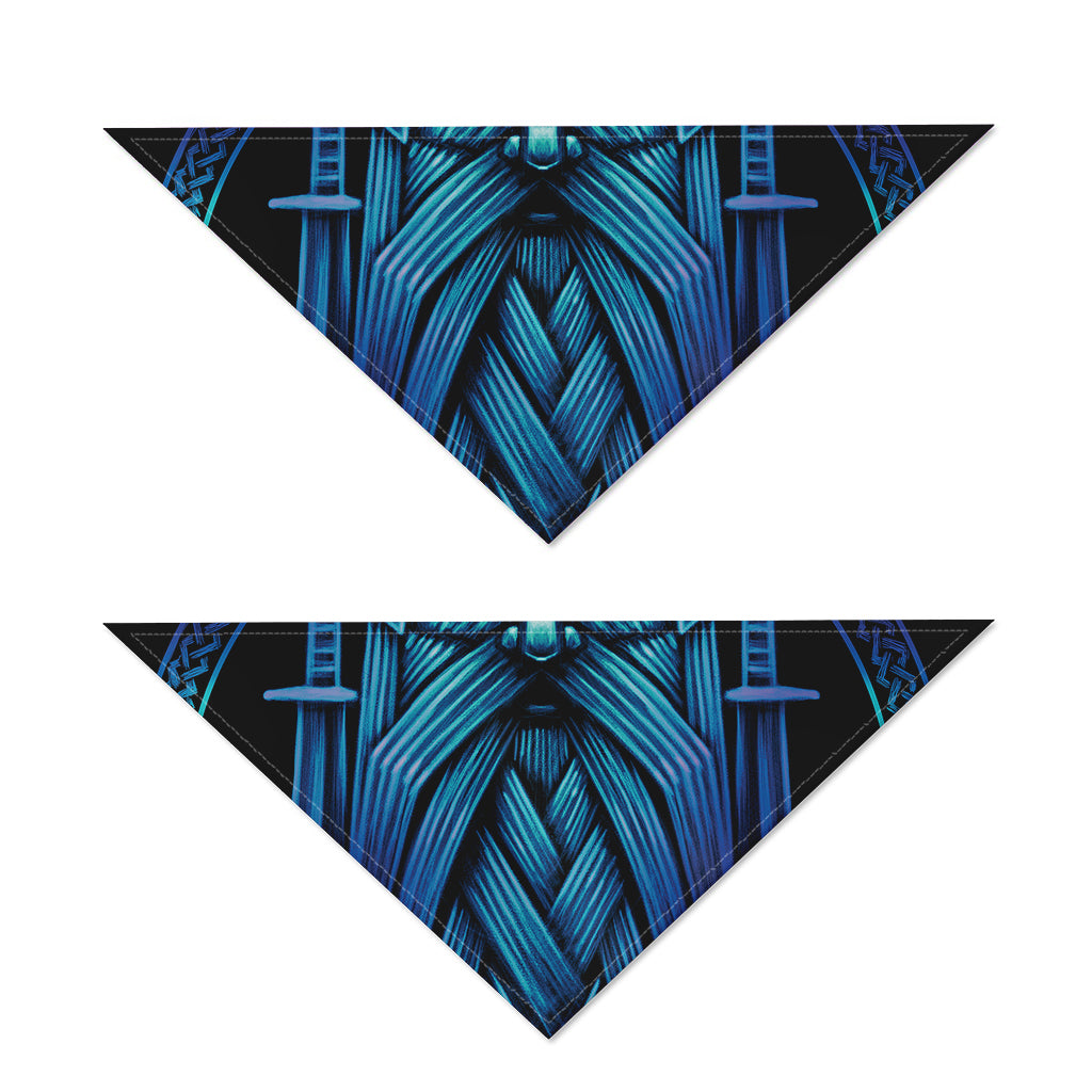 Blue Viking Norse God Odin Print Dog Bandana