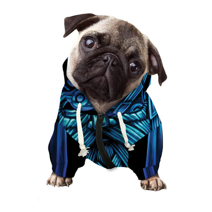 Blue Viking Norse God Odin Print Dog Zip Up Hoodie