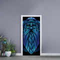 Blue Viking Norse God Odin Print Door Sticker
