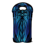 Blue Viking Norse God Odin Print Double Neoprene Wine Tote