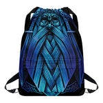 Blue Viking Norse God Odin Print Drawstring Backpack