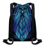 Blue Viking Norse God Odin Print Drawstring Backpack