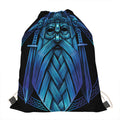 Blue Viking Norse God Odin Print Drawstring Bag