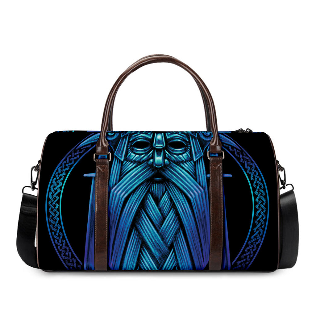 Blue Viking Norse God Odin Print Duffle Bag