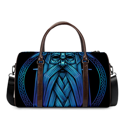 Blue Viking Norse God Odin Print Duffle Bag