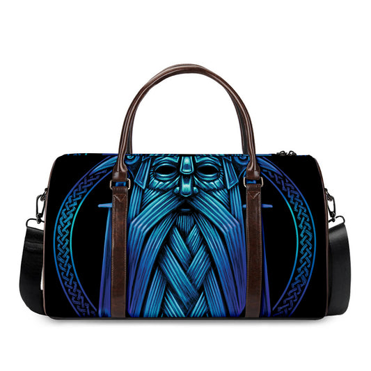 Blue Viking Norse God Odin Print Duffle Bag