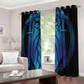 Blue Viking Norse God Odin Print Extra Wide Grommet Curtains