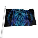 Blue Viking Norse God Odin Print Flag