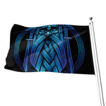 Blue Viking Norse God Odin Print Flag