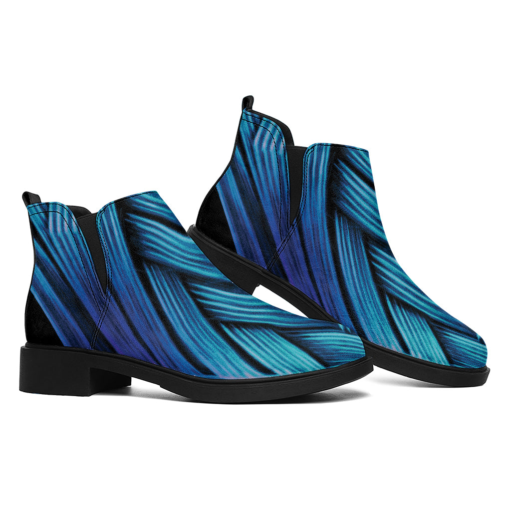 Blue Viking Norse God Odin Print Flat Ankle Boots