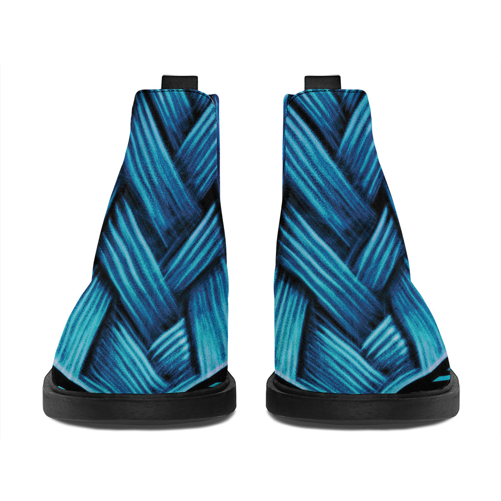 Blue Viking Norse God Odin Print Flat Ankle Boots