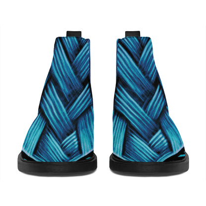 Blue Viking Norse God Odin Print Flat Ankle Boots