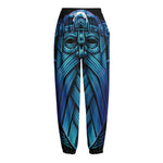 Blue Viking Norse God Odin Print Fleece Lined Knit Pants