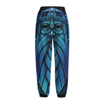 Blue Viking Norse God Odin Print Fleece Lined Knit Pants
