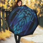Blue Viking Norse God Odin Print Foldable Umbrella