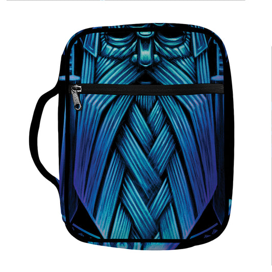 Blue Viking Norse God Odin Print Front Pocket Bible Bag