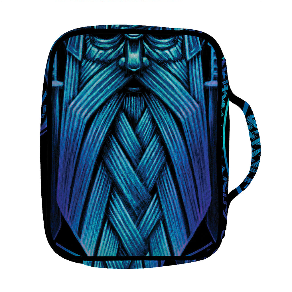 Blue Viking Norse God Odin Print Front Pocket Bible Bag
