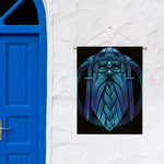 Blue Viking Norse God Odin Print Garden Flag