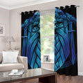 Blue Viking Norse God Odin Print Grommet Curtains