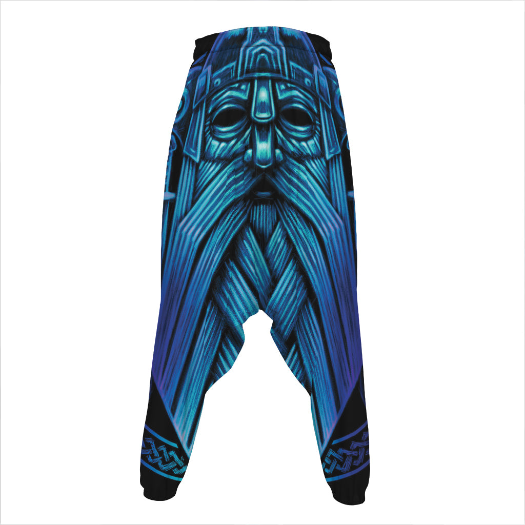 Blue Viking Norse God Odin Print Hammer Pants