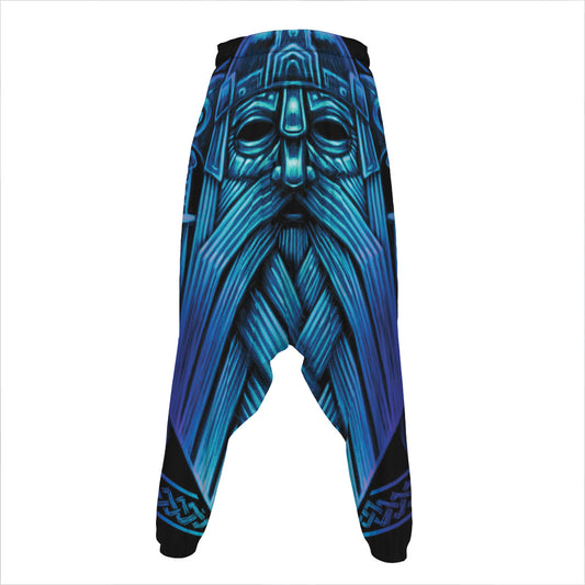 Blue Viking Norse God Odin Print Hammer Pants