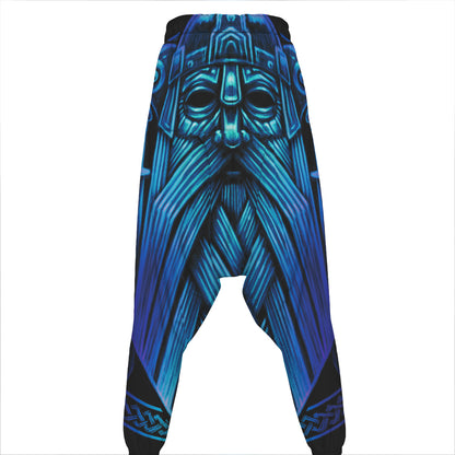 Blue Viking Norse God Odin Print Hammer Pants